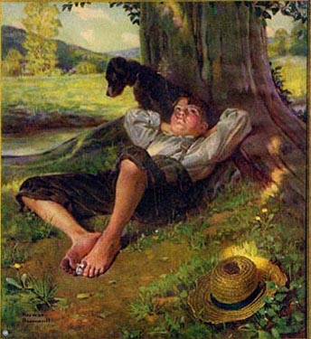 Barefoot-Boy-Daydreaming_by_Norman_Rockwell